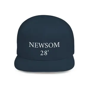 Navy Flat Bill Snapback Hat - Custom Text Embroidery - Trendy Cap for Everyday Wear, Gift for Him, Streetwear, Sports, Casual Style