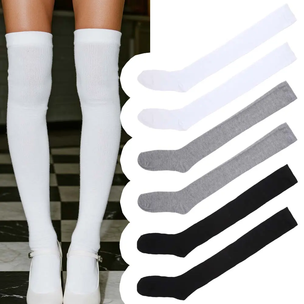 3 Pairs Womens Thigh High Socks, Over the Knee Boot Stocking, Slim Light Fabric, Elastic Cuff, Long Tube, Hug Leg Curves, Casual Daily Footwear