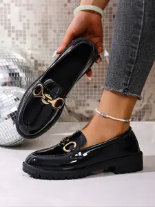 Spring New British Style Women's Loafers, Slip-On Design, Thick Sole Chunky Heel, Soft Bottom Comfort, Commuter Versatile Single Shoes