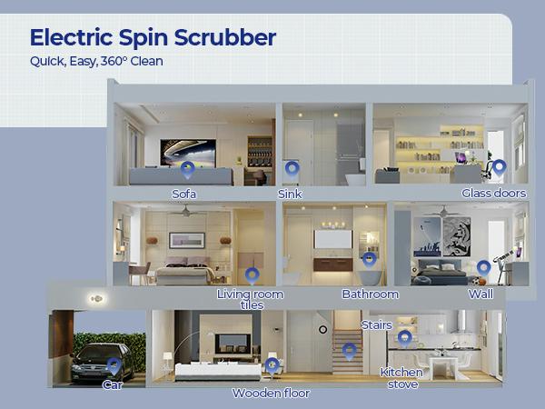 MayKing Electric Spin Scrubber with 9 Brush Heads, 3-Angle & 4-Length Adjustable Cordless Power Scrubber, 3-Speed & Battery LED Display, Electric Scrubber for Cleaning Bathroom Bathtub Floor Tiles MayKing Electric Spin Scrubber with 9 Brush Heads, 3-Angle & 4-Length Adjustable Cordless Power Scrubber, 3-Speed & Battery LED Display, Electric Scrubber for Cleaning Bathroom Bathtub Floor Tiles