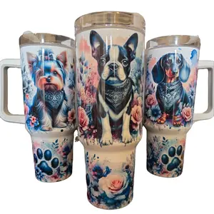 Boston Tarrier, Yorkie, Dachshund 40oz tumbler - Stainless Steel - Handmade sublimation