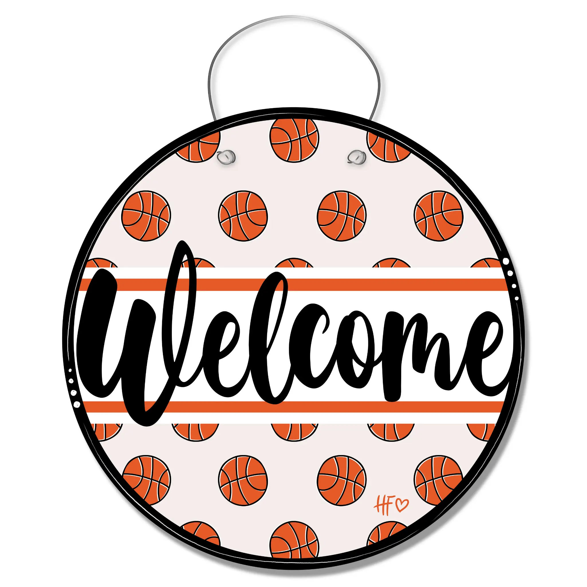 Basketball Welcome Door Hanger, Round Print Festive Decor Ornaments for Home Party Decorations
