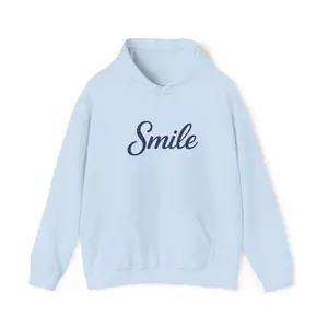 Smile | Embroidered Light Blue Hoodie