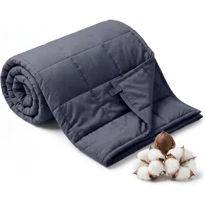 Weighted Blanket for Adults (15 lbs, 48” x 72”, Twin Size) Breathable Heavy Throw Blanket for 120-160 lbs, Soft Thick Blankets with Cooling Glass Beads, All Season, Machine Washable, Grey