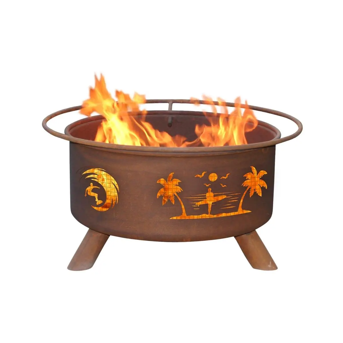 212 MAIN Patina Surfer Metal Firepit Stove - 50 lbs Outdoor Wood-Burning Stove, Wood Fire Pit, Patio Fire Pit for Home & Garden Use