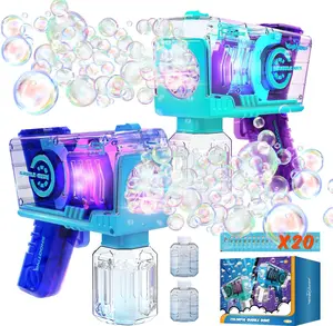 Bubble Gun for Kids 2 Packs, Automatic Bubble Machine, 10-Hole Bubbles Wands Blaster for Toddlers with LED Lights & Solution,Bubble Party Favor, Outdoor Game Toys for Boys & Girls Ages 3+