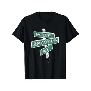 Where Brooklyn Is Graphic T-Shirt for Men & Women - Black Cotton Street Style Tee with Bold Brooklyn Street Sign Design, Regular Fit Short Sleeve Round Neck Casual Summer Top, Casual Attire |   Comfortable Wear