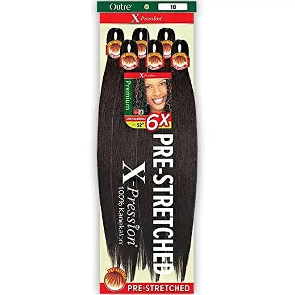 6X -PRESSION Outre X-Pression Pre-Stretched 6X ULTRA BRAID 52 (Color:1 Jet Black