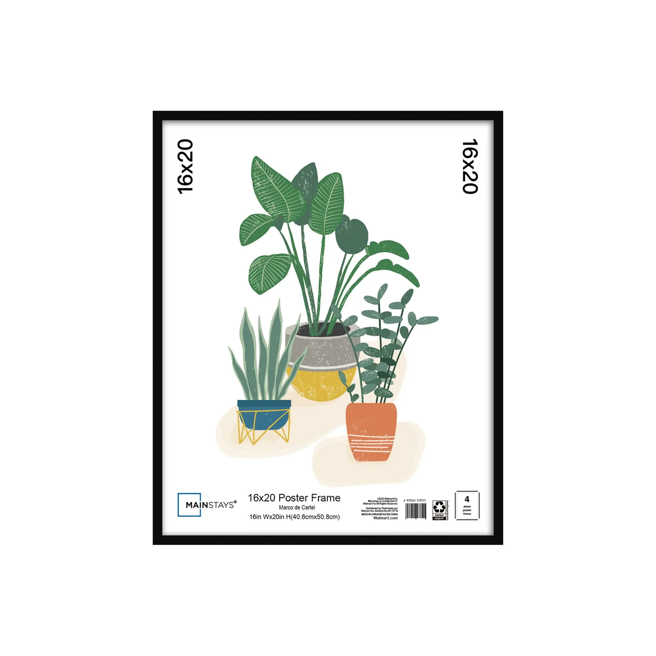 16 x 20 Inch Black Wall Picture Frame, Slim Plastic ABS Photo Frame for Vertical or Horizontal Display