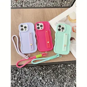 Phone Case: A Convenient Pull-out Phone Stand Macaron Wavy Phone Case with a Lanyard, Portable and Practical. Suitable for Apple iPhone 11, 12, 13, 14, 15, 16, Samsung A51, A52, A53, A54, A55, A56, S20, S21, S23, S24, S25, A31, A32, A33