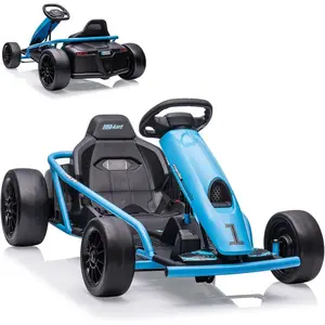 【Christmas Gift】24V Kids Go-Kart With Dual 300W Motors-8mph Electric Drift Kart-Ages 8-12-Blue