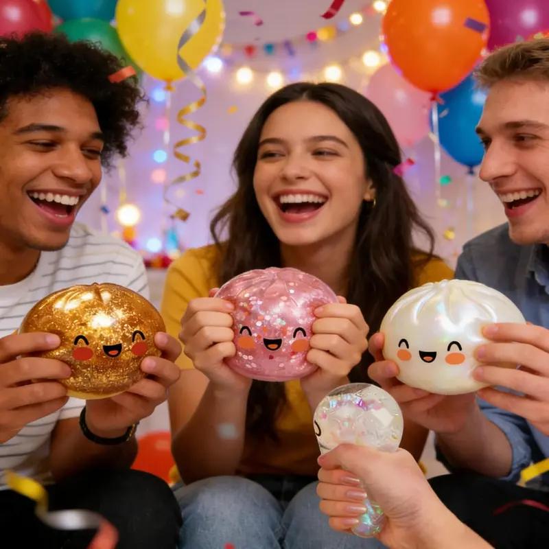 Mystery Dumpling Squishy Stress Ball, Jumbo Rainbow Mystery Squishy Bun Sensory Toys for Anxiety Relief Fidget, Soft Squeeze Toys for Adults & Kids with Food Steamer Stretchy Desk Toys Classroom Prizes & Party Favors