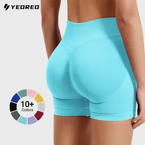 YEOREO SoftHue Women's Workout Gym Impact Shorts - Pink 3.6"/4.5" Seamless Hidden Scrunch Butt Lifting Athletic Bottoms Squat-Proof Mid-Rise Waistband summerwins