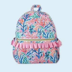 Blue flower girls backpack/back to school backpack/book backpack/kids backpack