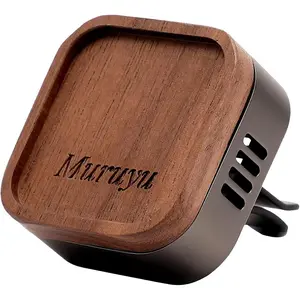 Car Diffuser Vent Clip, Walnut Wood & Zinc Alloy with Magnetic Cover, Refillable Non-Electric Essential Oil Air Freshener, Subtle & Controlled Scent (No Essential Oils)