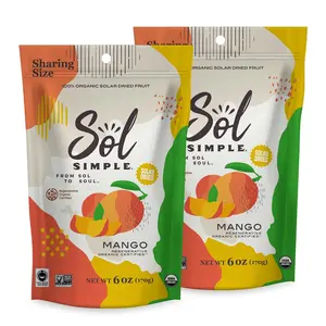 SOL SIMPLE Organic Dried Mango | 6oz Snack Pack (2 Bags Total) | One Ingredient | Vegan | Non-GMO | No Added Sugar | Fair Trade | Dried Fruit | Mango