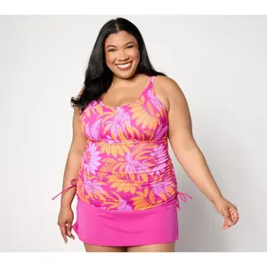 Denim & Co. Beach Ruched Side Swim Dress