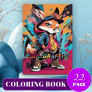 Cool Graffiti Fox Coloring Book, Bold & Easy Street Style Designs, 120g Thick No-Bleed Paper, 22 Pages, Odorless & Safe, Glue-Bound, Stress Relief & Anxiety Relief Art for Kids & Adults, Relaxing Self Care Activity