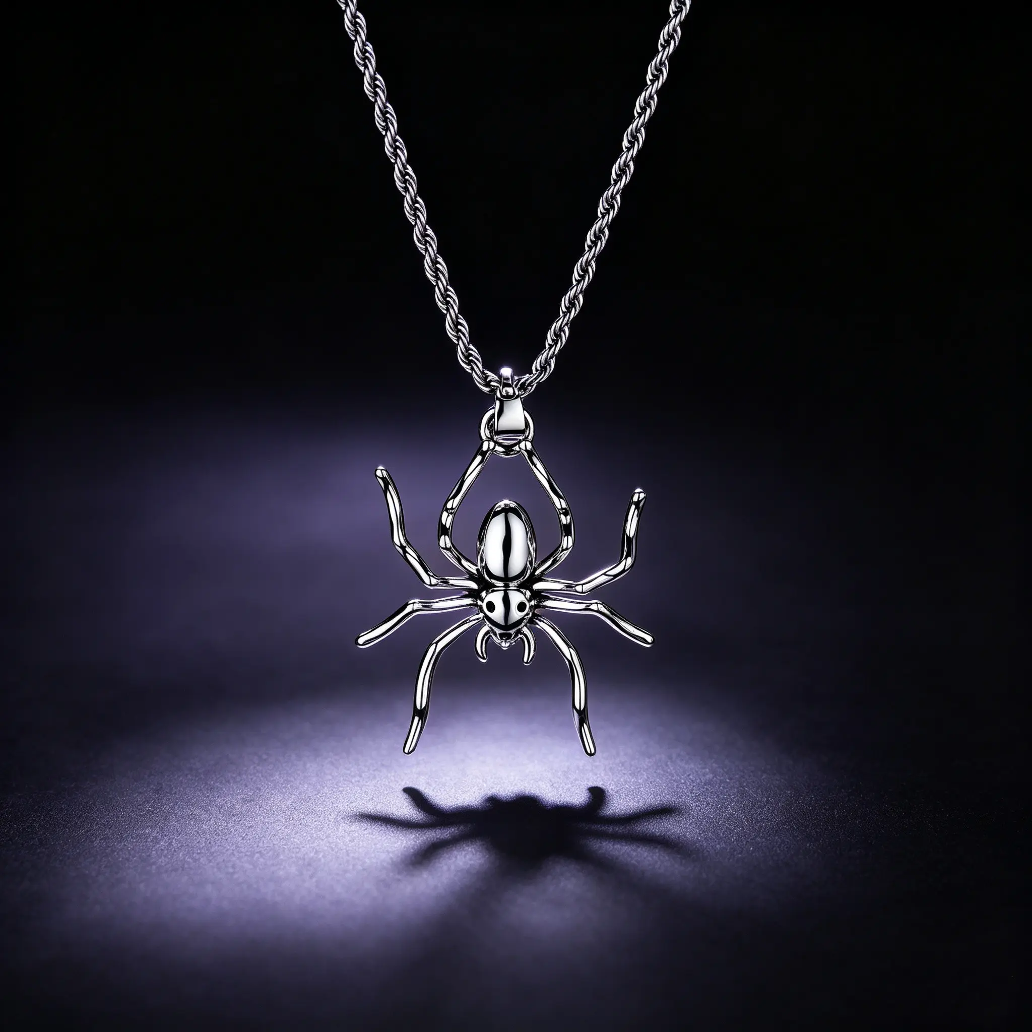 OUFER Spider Charm Necklace 40.64+7.62CM Length Stainless Steel Gothic Necklaces, Waterproof Necklace for Women