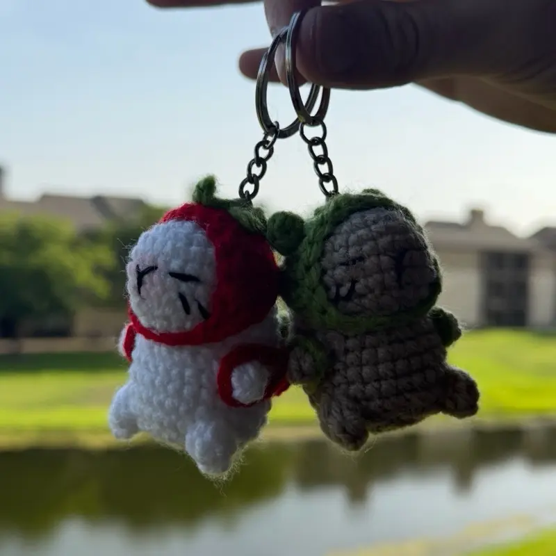 Red Strawberry Capybara Crotchet Keychain