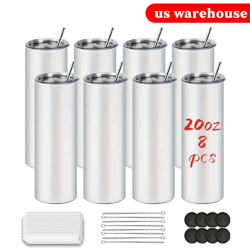 8 Pack 20 Oz Sublimation Tumbler Blank Bottles - Skinny Straight Bulk  Stainless Steel Insulated Cups with Polymer Coating for Heat Transfer, Lid,  Straw, Rubber Bottom, Gift Box - Customizable Drinkware for Daughters -  TikTok Shop