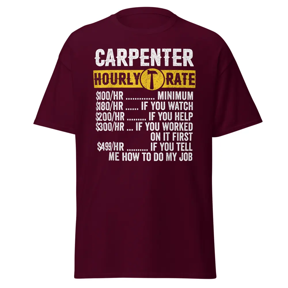 Men's Novelty Vintage Carpenter Uniform Short-Sleeve T-Shirt, Menswear with Premium Yarn Fabric and Sturdy Hem