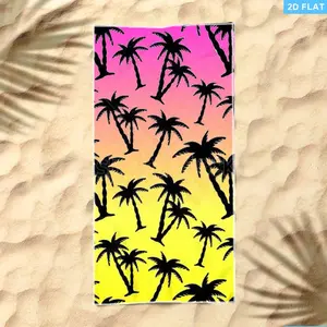 Beach Towel Featuring a Tropical Palm Tree Design, Made from Ultra-Fine Fibers, Available in Various Sizes, with a Single-Sided Vibrant Gradient Pattern, Perfect for Beach And Pool Activities, Quick-Drying And Soft to The Touch