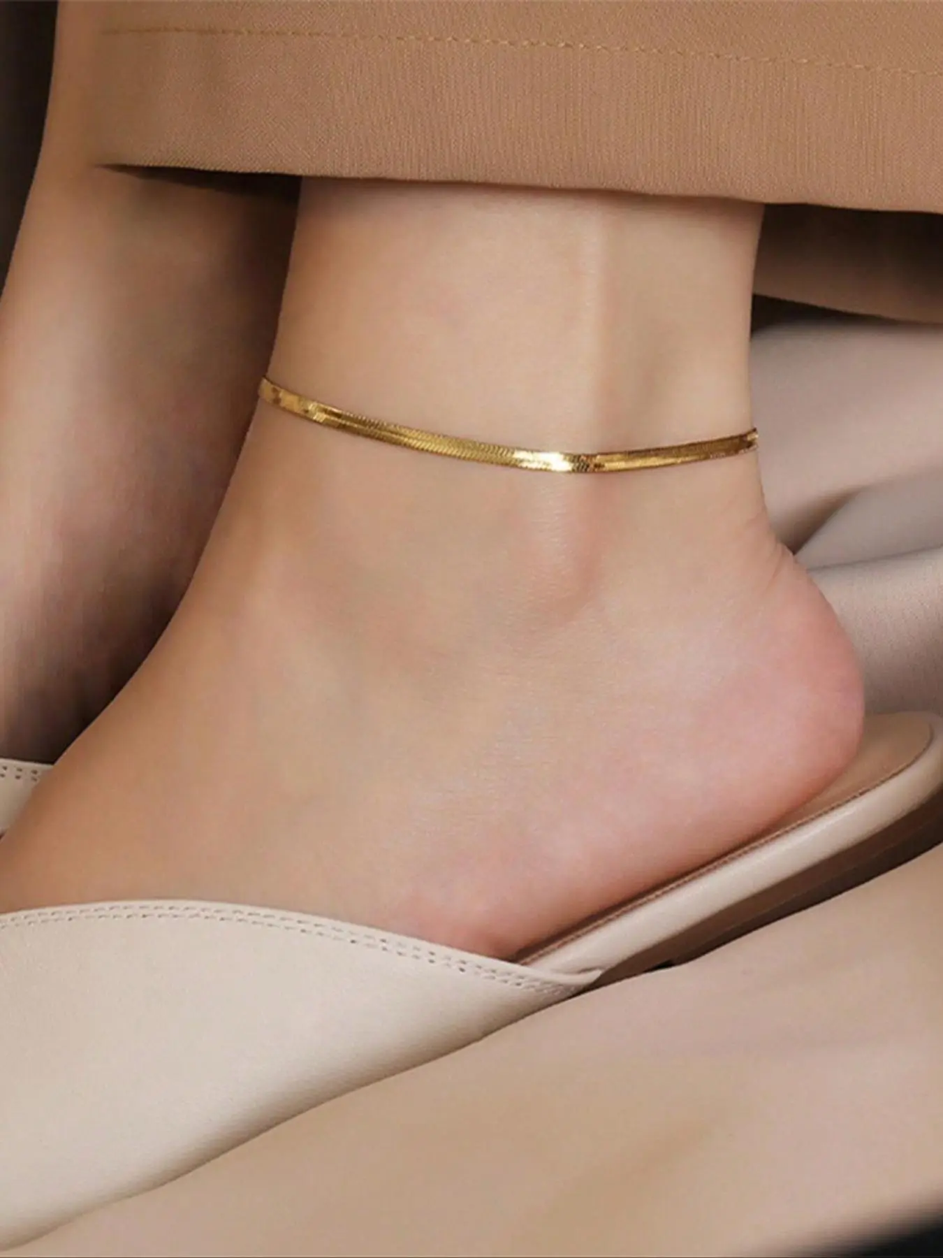 Flat Snake Chain Anklet, Casual Fashion Jewelry Gift, Zinc Alloy Foot Chain for All Seasons, Daily Wear Accessory, Exquisite Jewelry Gift