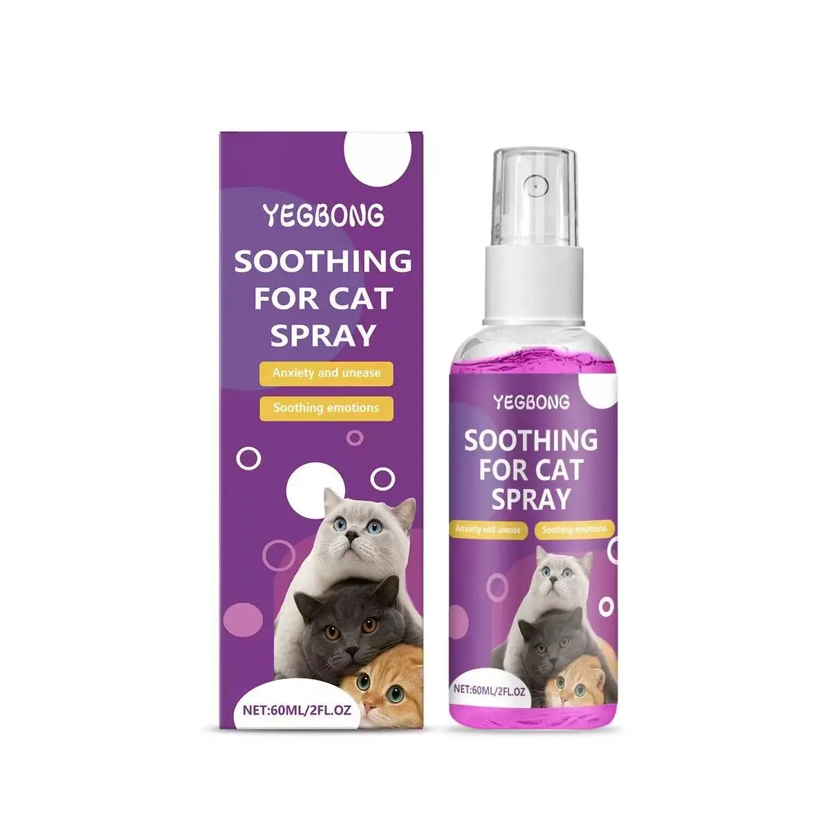 Yegbong Cat Protection Spray, Calming Stress Relief Behavior Guidance, Furniture Scratch Prevention, Multi-Pet Home Use