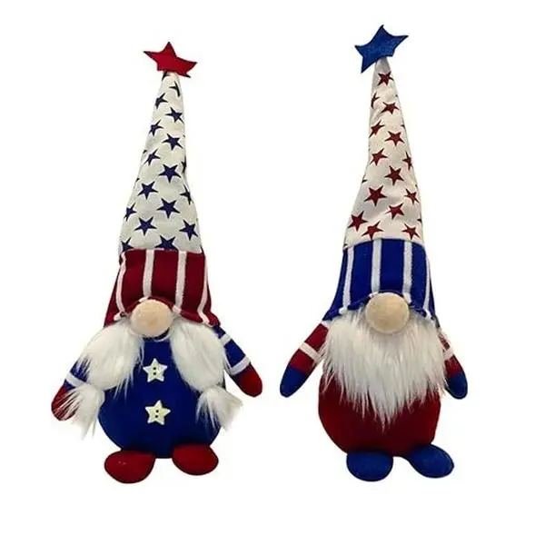 2 PCS Veterans Day American Gnome Plush - Scandinavian Tomte Couple Elf Decorations - Stars Stripes Plushie Ornaments - Swedish Dwarf Figurines - 4th of July Independence Memorial Day Gnome Gifts