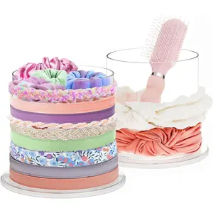 2-Pack Headband and Scrunchie Holder |   Clear Plastic Organizer Display Stand |   Holds Hair Ties, Accessories, and Jewelry |   Made in USA