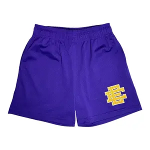 Men's Eric Emanuel EE Basic Casual Activewear Shorts, Purple-Yellow Tonal, Athletic Menswear Sports Clothes