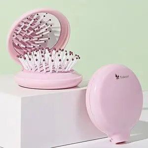 Mini Hair Brush for Purse, Small Portable Pocket Hair Brush with Mirror for Girls, Travel Size