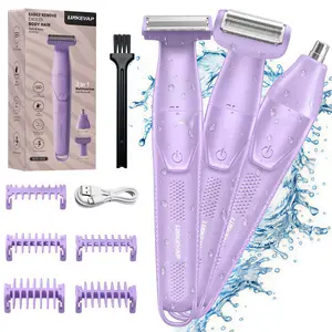 Women's Electric Bikini Trimmer 3-in-1 Rechargeable Shaver Razor for Body Face & Nose Hair Removal Painless Grooming Solution