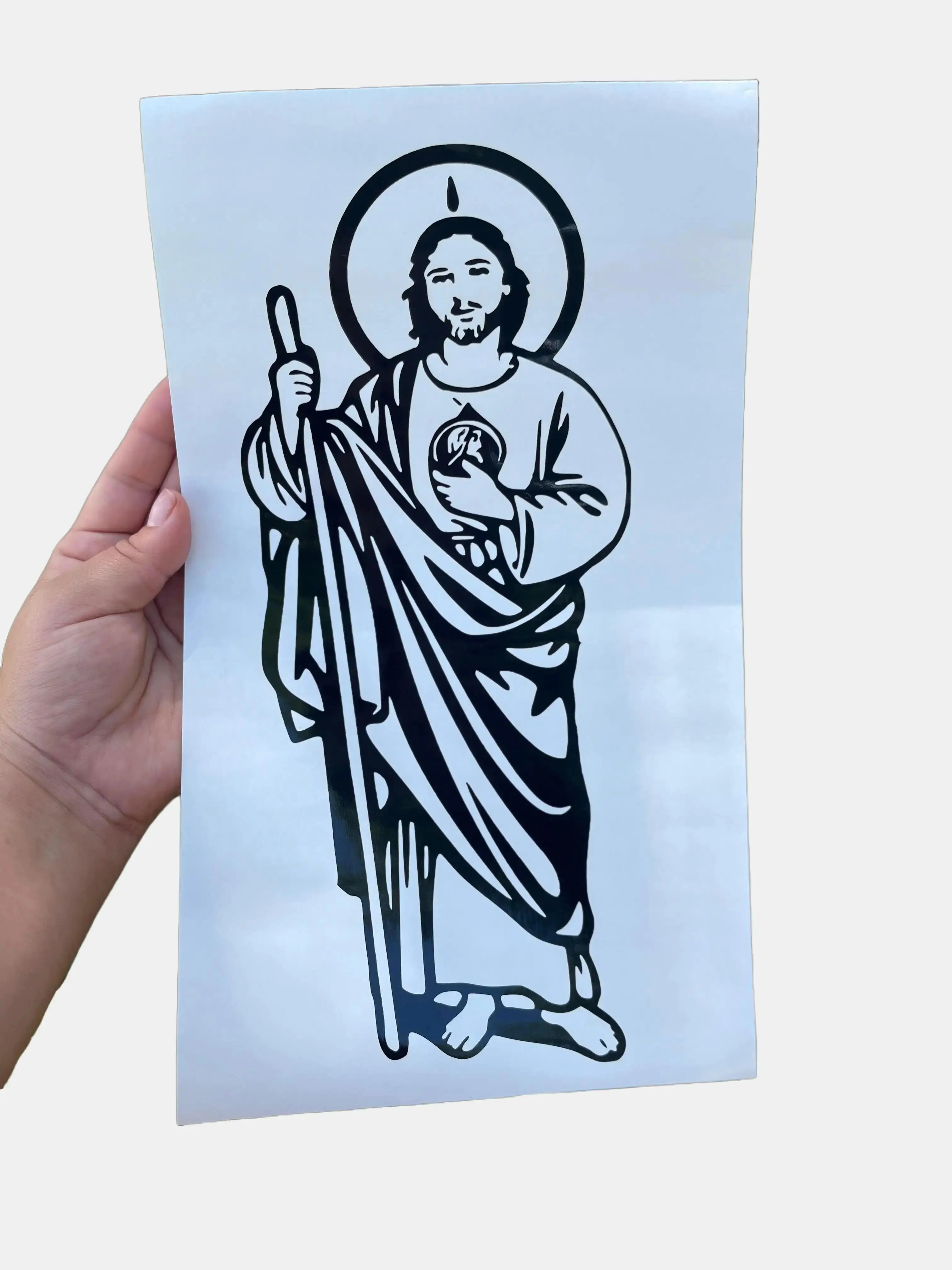 San Judas Glue-Free Self-Adhesive Car Sticker - Car Window Decals, Rear Side Decal, Vehicle Decoration, Automotive Bumper Exterior Accessory, Decal For Cars