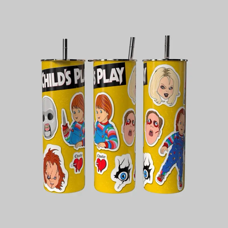 Child’s Play Chucky Reusable Stainless Steel Tumbler with Lid and Straw