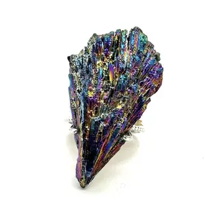 【2-2】Unique Handmade Crystal Ring,Aura planted Tourmaline