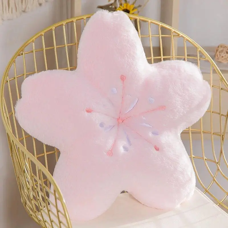 100% New High Quality Kawaii Pink Sakura Plush Throw Pillow, 40/50cm-50cm Lifelike Soft Cherry Blossom Cushion, Novelty Toy Props Gift for Hobbies, Plush Pillow
