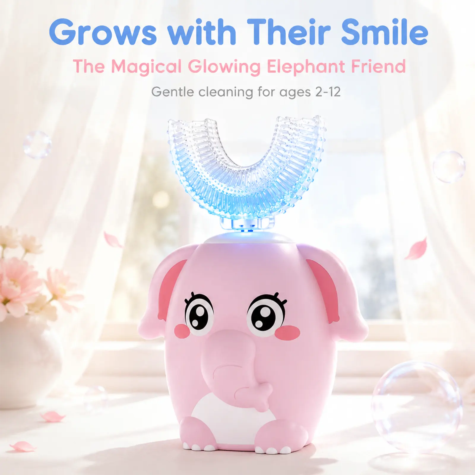 Baby Toothbrush, Toddler Toothbrush – U Shaped Electric Toothbrush for Kids, Sonic Toothbrush, Soft Silicone U-Shaped Toothbrush