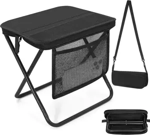 Upgraded Foldable Camping Stool: Ultra Light 1.5 lbs with Side Pockets & Shoulder Strap, Portable Compact Seat for Outdoor Hiking, Fishing, BBQ & Home Patio Use