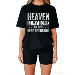Jesus Heaven Is My Home I'm Just Here Recruiting T-Shirt, Unisex Vintage Graphic Faith-Based Tee, Christian Novelty Short Sleeve Apparel for Men and Women, Religious Humor Fashion Top, Spiritual Streetwear Shirt
