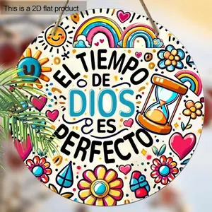 Aluminum Round Hanging Ornament, 2D Spanish Bible Verses Hanging Wall Decor, Holiday Party Decor, Home Garden Decor
