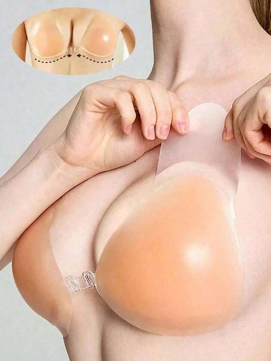 DSANSAJ Backless Push Up Bra Invisible Adhesive Breast Lift Cleavage Enhancer Bra For Wedding, Swimwear