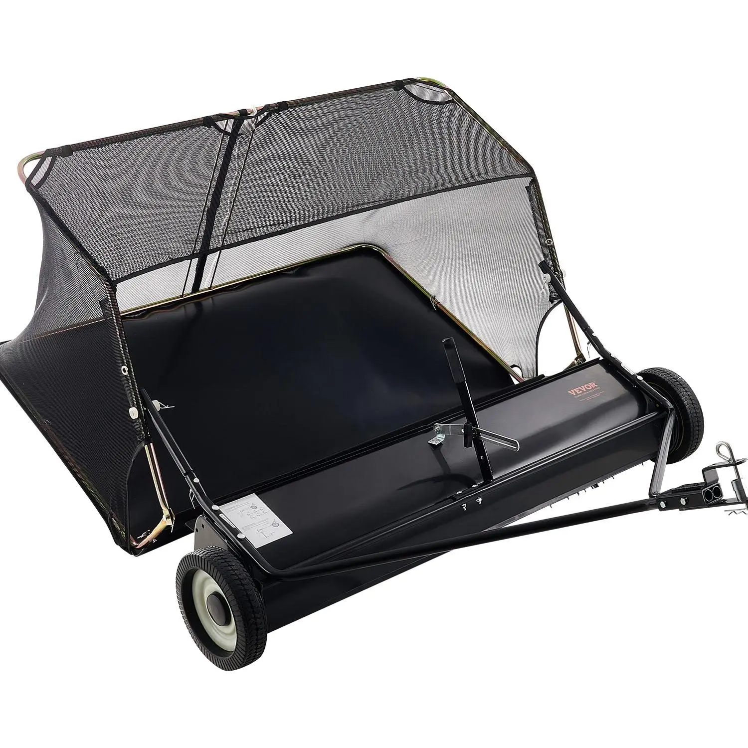 【summerfinds】VEVOR 52 in Tow Behind Lawn Sweeper, 26 cu.ft. Large Yard Sweeper, Adjustable Sweeping Height, Heavy Duty Leaf & Grass Collector with Dumping Rope, Pull Behind Sweepers for Debris Grass Clippings