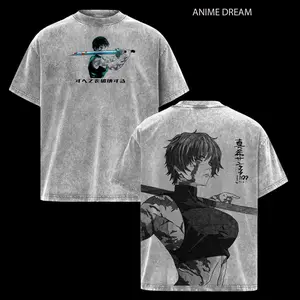 Maki Zenin Jujutsu Kaisen Anime Double Printed Vintage Washed Tee Unisex Oversize Anime Manga Washed Heavyweight Cotton T-shirt, Gift For Anime Fan, Anime Lover