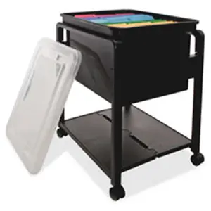 212 MAIN Folding Collapsible Mobile File Cart with Shelf, 14.5in x 18.5in x 13.5in, BK-CL, Space-Saving Lightweight Home Organizer Storage Holder & Rack, Collapsible Cart