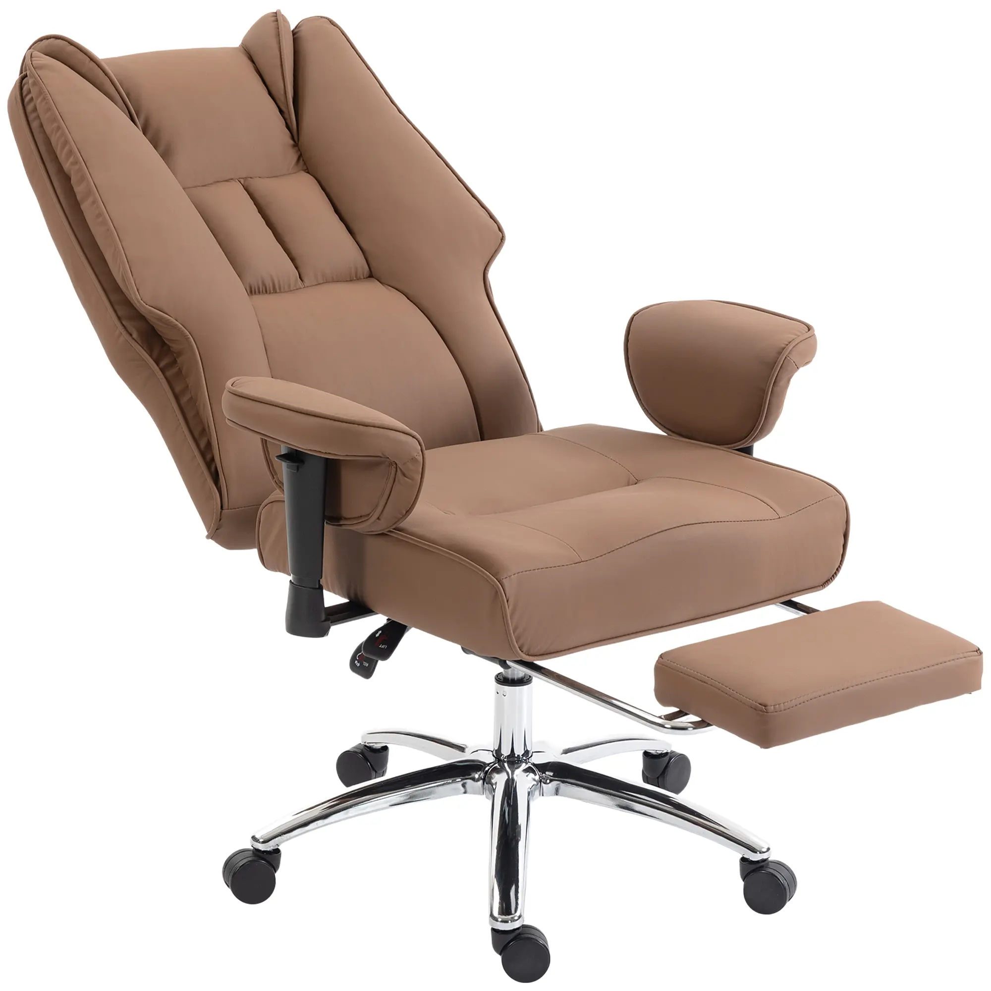 HOMCOM Ergonomic Executive Office Chair with Foot Rest, Reclining Swivel Computer Desk Chair with Adjustable Armrests, Spring Seat, High Back, Thick Cushion, Pet Friendly Faux Leather