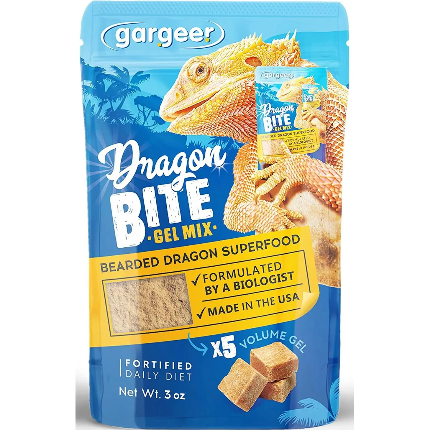 Gargeer Blue Tongue Skink Complete Gel Diet, Premium Reptile Food Premix (3oz)