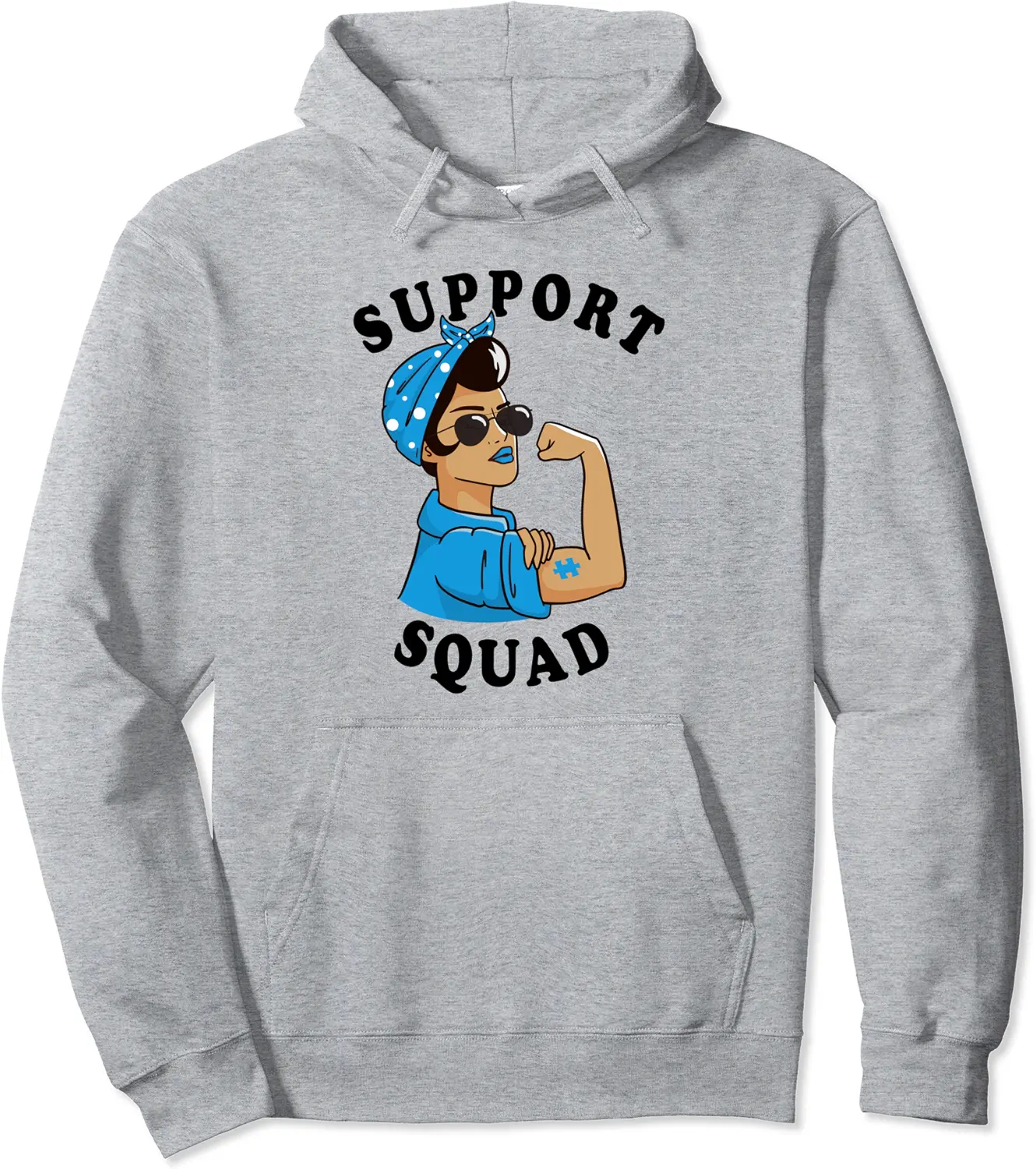 "Support Squad" Women bandana Puzzle Autism Awareness Pullover Hoodie - Nicolekhach Shop 65B0B24VWRL6