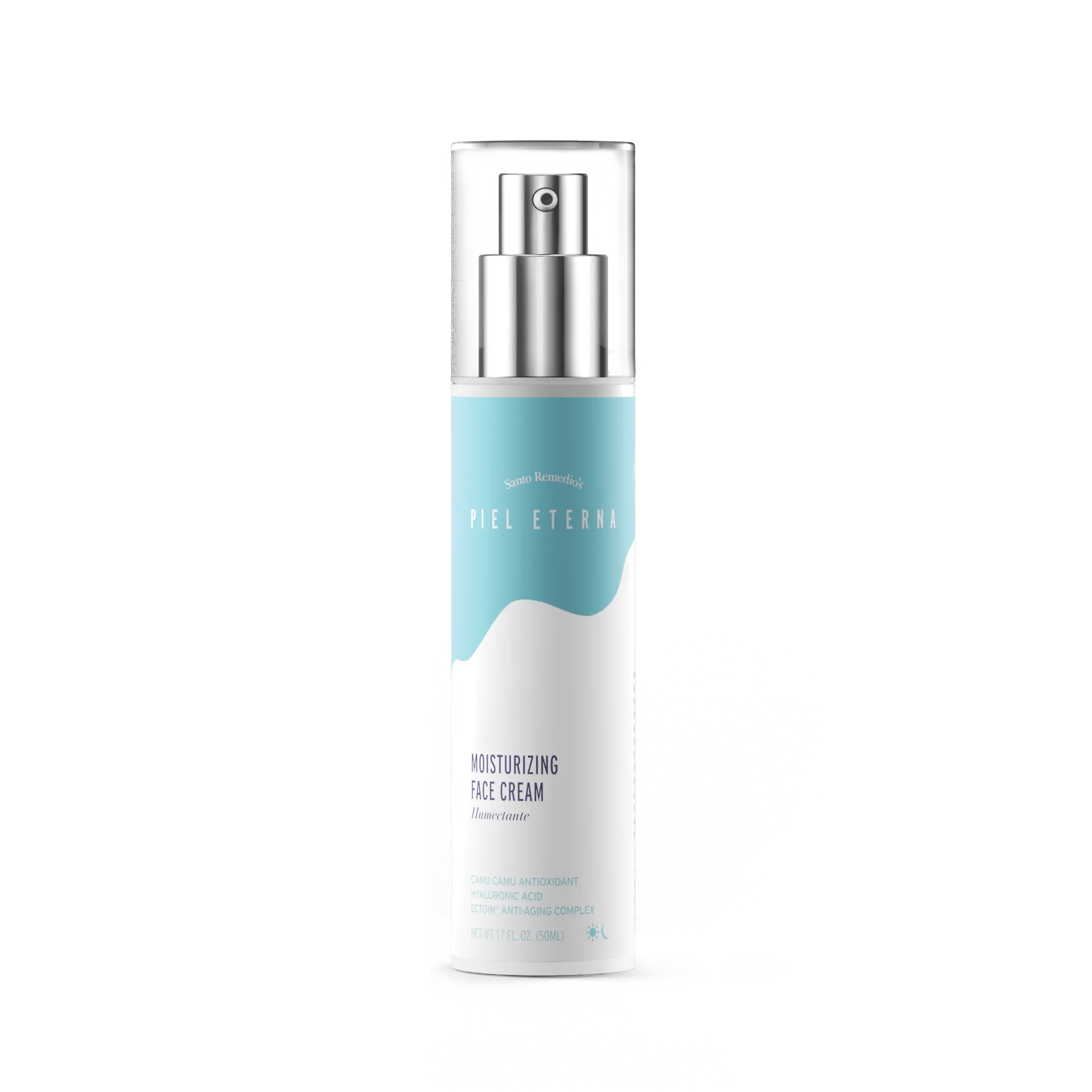 Santo Remedio, Piel Eterna, Moisturizing Face Cream, Hydrates Skin, Daily Moisturizer, Day and Night Cream, Contains Hyaluronic Acid, Vitamin E, Niacinamide, For All Skin Types, 1.7 Fl. Oz. / 50 ml